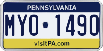 PA license plate MYO1490