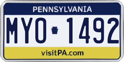 PA license plate MYO1492