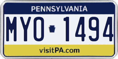 PA license plate MYO1494