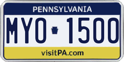 PA license plate MYO1500