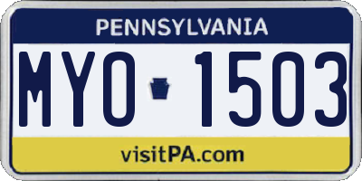 PA license plate MYO1503