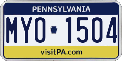 PA license plate MYO1504