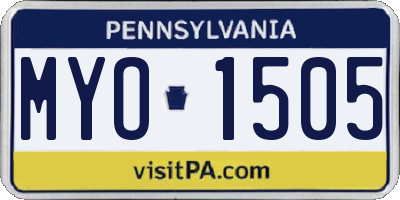 PA license plate MYO1505