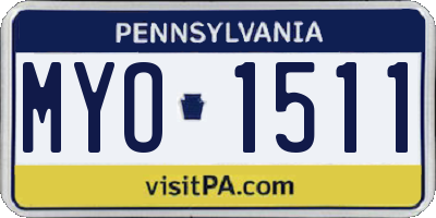 PA license plate MYO1511