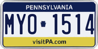 PA license plate MYO1514
