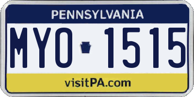 PA license plate MYO1515