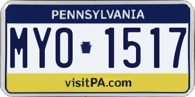 PA license plate MYO1517