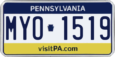 PA license plate MYO1519