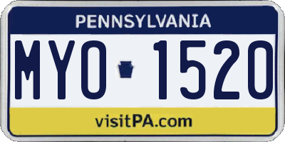 PA license plate MYO1520