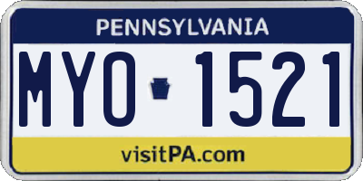 PA license plate MYO1521