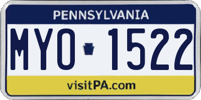 PA license plate MYO1522