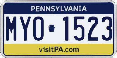 PA license plate MYO1523