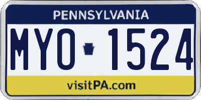 PA license plate MYO1524