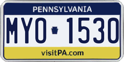 PA license plate MYO1530