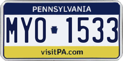 PA license plate MYO1533