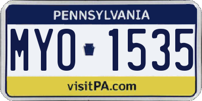 PA license plate MYO1535