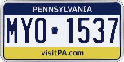 PA license plate MYO1537