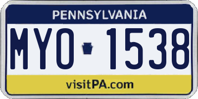 PA license plate MYO1538