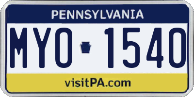 PA license plate MYO1540