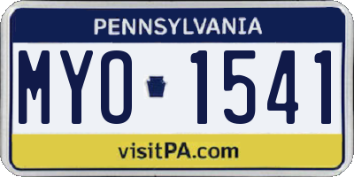 PA license plate MYO1541