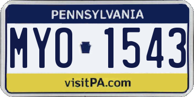 PA license plate MYO1543