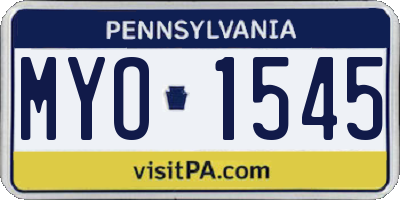 PA license plate MYO1545