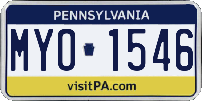 PA license plate MYO1546