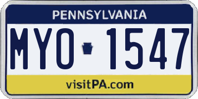 PA license plate MYO1547