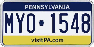 PA license plate MYO1548
