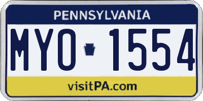 PA license plate MYO1554