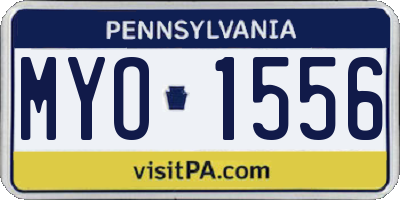 PA license plate MYO1556