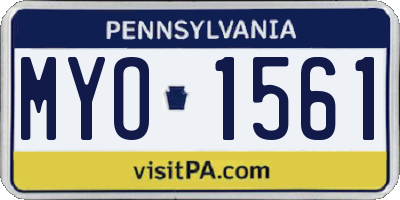 PA license plate MYO1561