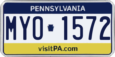 PA license plate MYO1572