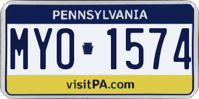 PA license plate MYO1574