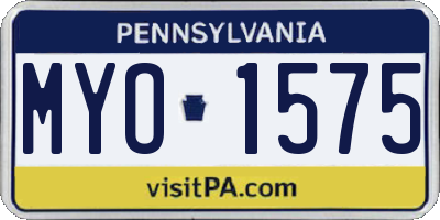PA license plate MYO1575