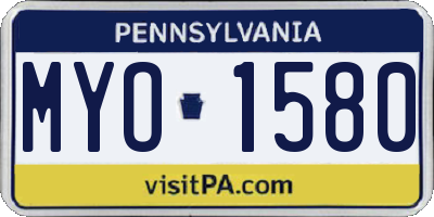 PA license plate MYO1580