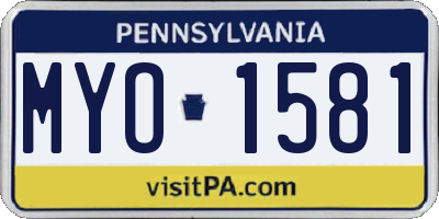 PA license plate MYO1581