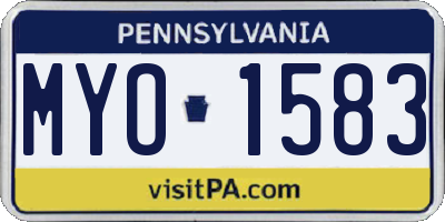 PA license plate MYO1583