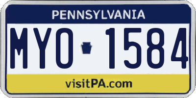 PA license plate MYO1584