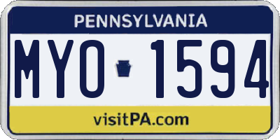 PA license plate MYO1594