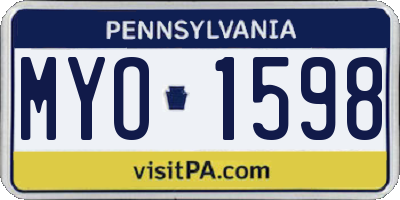 PA license plate MYO1598