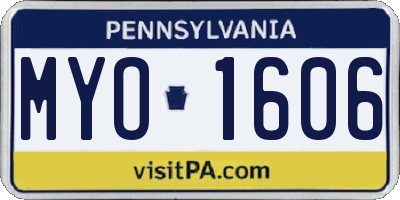 PA license plate MYO1606