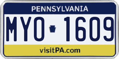 PA license plate MYO1609