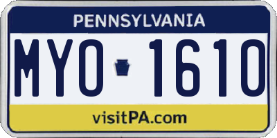 PA license plate MYO1610