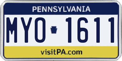 PA license plate MYO1611