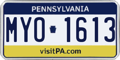 PA license plate MYO1613
