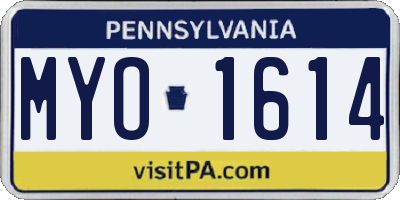 PA license plate MYO1614