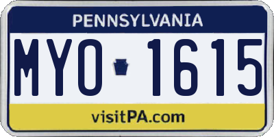 PA license plate MYO1615