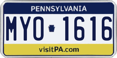 PA license plate MYO1616
