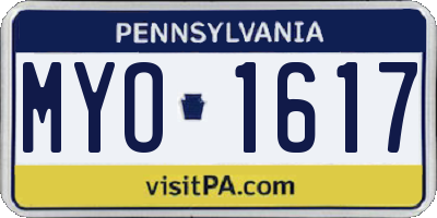 PA license plate MYO1617